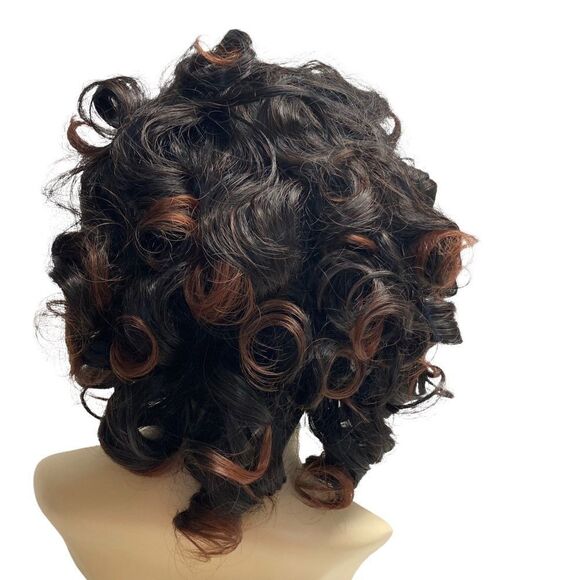 Synthetic Wig Women’s Curls New Without Tags Dark Brown with reddish ends - Picture 3 of 11